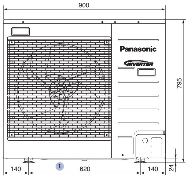PANASONIC WH-MHF09G3E8 - Dimensional drawing for outdoor unit with one fan (7 and 9 kW) - 1