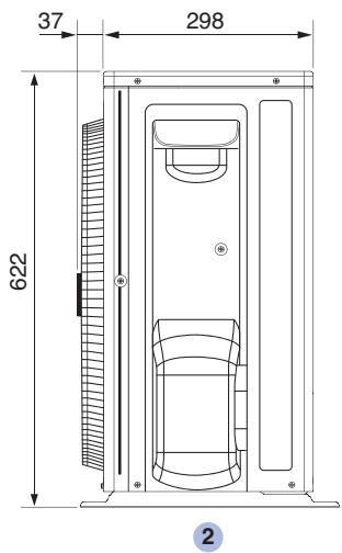 PANASONIC WH-MHF09G3E8 - Dimensional drawing for outdoor unit with one fan (3 and 5 kW) - 2