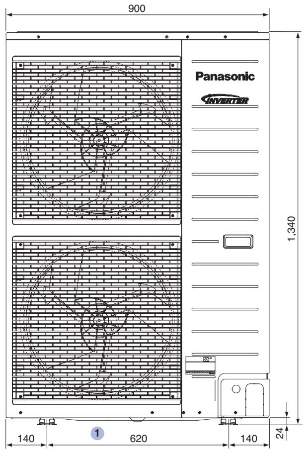 PANASONIC WH-MHF09G3E8 - Dimensional drawing for outdoor unit with two fans - 1