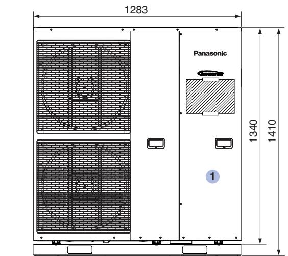 PANASONIC WH-MHF12G9E8 - Dimensional drawing for Monobloc unit with 9 to 16kW nominal capacity - 1