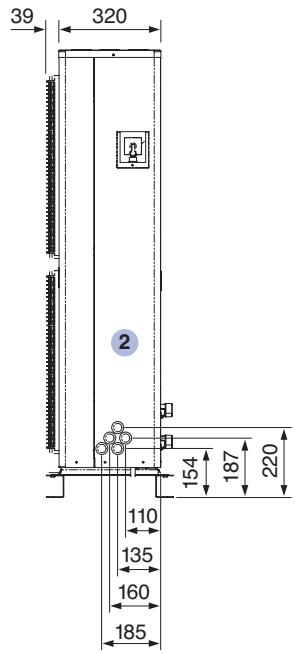 PANASONIC WH-MHF12G9E8 - Dimensional drawing for Monobloc unit with 9 to 16kW nominal capacity - 2