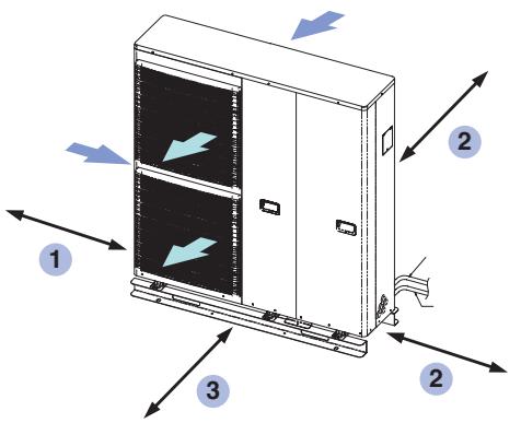 Technical diagram of a server rack with labeled components and directional arrows indicating motion or force vectors.