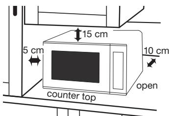 15 cm 5 cm counter top 10 cm open