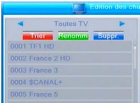 Edition des cha Toutes TV Trier Renomm Suppr. 0001 TF1 HD 0002 France 2 HD 0003 France 3 0004 $CANAL+ 0005 France 5