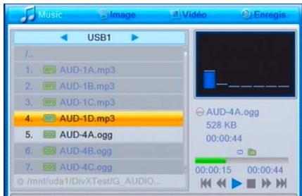 Music USB1 1. AUD-1A.mp3 2. AUD-1B.mp3 3. AUD-1C.mp3 4. AUD-1D.mp3 5. AUD-4A.ogg 6. AUD-4B.ogg 7. AUD-4C.ogg /mnt/uda1/DivXTest/G_AUDIO... Video Enregis AUD-4A.ogg 528 KB 00:00:44 00:00:15 00:00:44