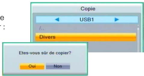 Copie USB1 ... Divers Etes-vous sûr de copier? Oui Non