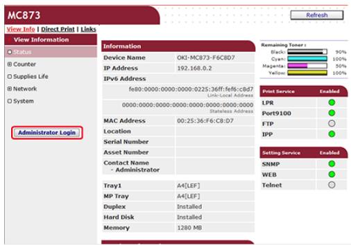 OKI C711DM - Changer un (profil) de destination à partir de la page Web - 2
