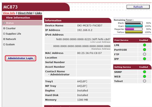 OKI C711DM - Supprimer un (profil) de destination à partir de la page Web - 2