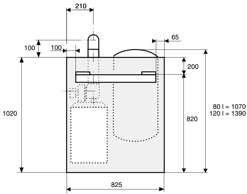 FRISQUET HYDROCONFORT VENTOUSE 80 450 - - Éléments dimensionnels - 1