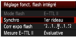 CANON EOS 90D - [Réglage fonction flash intégré] et [réglage fonction flash externe] - 1