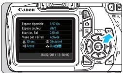 CANON EOS 90D - DISP. vérification des réglages de l'appareil photo - 1