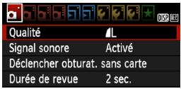 CANON EOS 90D - MENU réglage de la qualité d'enregistrement des images - 1