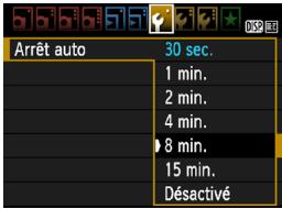 CANON EOS 90D - MENU réglage du temps d'extinction automatique - 1