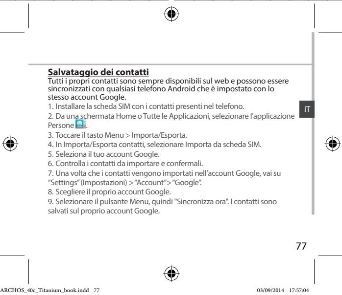 ARCHOS CORE 55 - Sincronizzazione di informazioni - 3