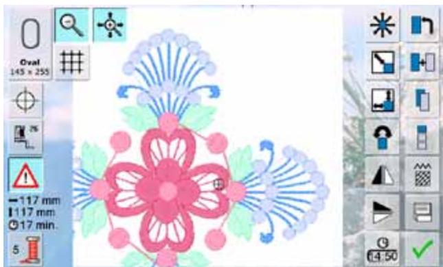 BERNINA 335 - Déplacer un motif de broderie agrandi - 1
