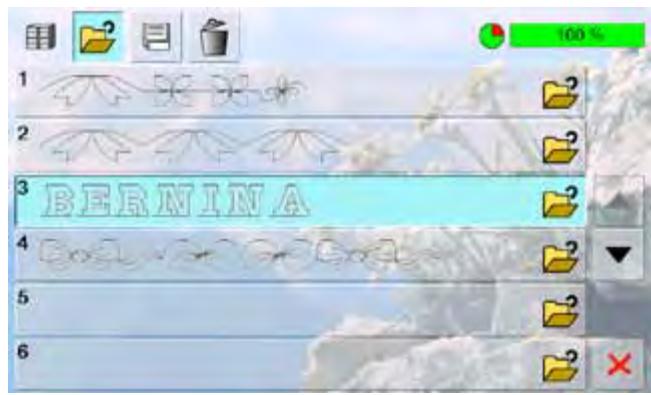 BERNINA 335 - Ouvrir une combinaison de motifs de points enregistrée - 2