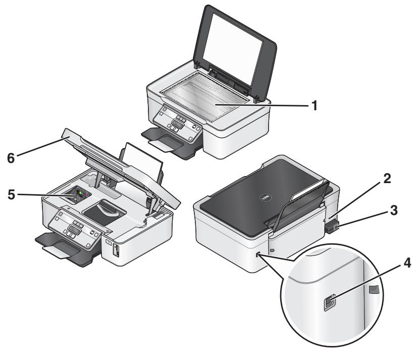Exploded view diagram of a printer with numbered parts for identification and assembly reference.