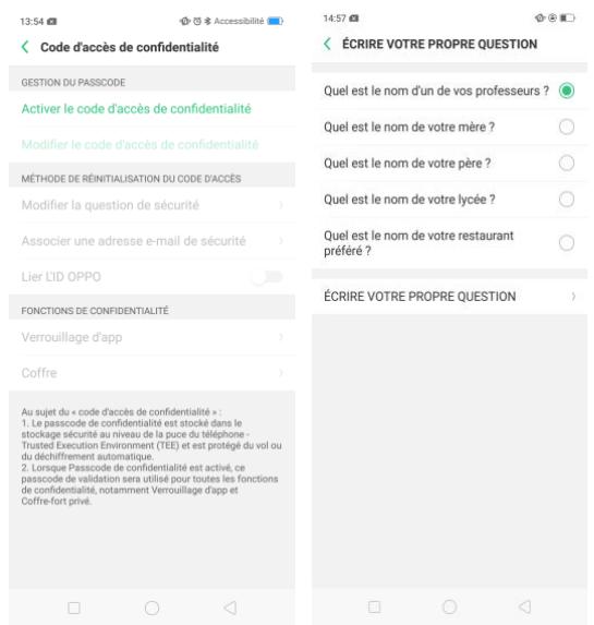 OPPO AX 7 - Gérer le code de confidentialité - 1
