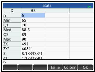 HP NW249AA GRAPHIQUE 39GII - Recherche de valeurs statistiques pour des listes - 11