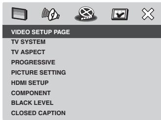 MARANTZ DV 3002 - Opstellen van de VIDEO SETUP-pagina - 1