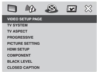 MARANTZ DV 3002 - Réglage de la page CONFIGURATION VIDEO - 1