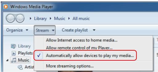 TEAC CDP650 - Dans le menu « Diffuser en continu » du lecteur Windows Media, sélectionnez « Autoriser un accès internet aux médias personnels... ». - 1
