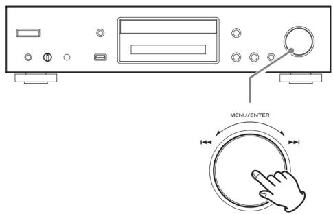 TEAC CDP650 - Appuyez sur la molette MENU/ENTER (|◀◀/▶▶|). - 1