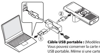 OLYMPUS VN 425 - Connectez l'enregistreur vocal et l'ordinateur à l'aide du câble USB portable. - 1
