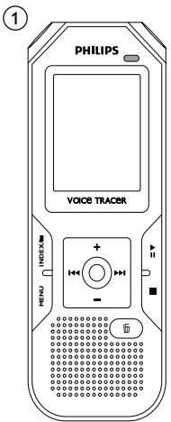 PHILIPS VOICE TRACER MENU INDEX + - 1