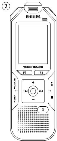PHILIPS VOICE TRACER F1 F2 MENU INDEX + -