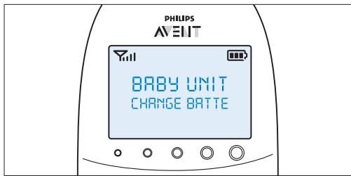 PHILIPS AVENT ECOUTE-BEBE SDC620 - Varsel for lavt batterinivå på babyenheten - 1