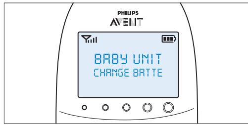 PHILIPS AVENT ECOUTE-BEBE SDC620 - Alarm wanner de batterij van de babyunit bijna leeg is - 1