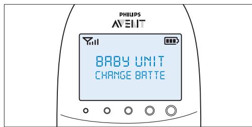 PHILIPS AVENT ECOUTE-BEBE SDC620 - Alarm for lavt batteriniveau på babyenheden - 1