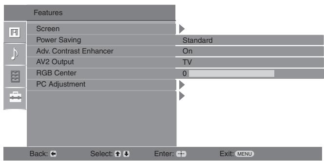 SONY RM ED012 - Features menu - 1