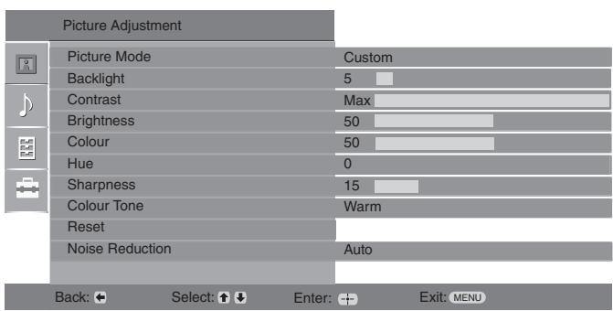 SONY RM ED012 - Picture Adjustment menu - 1
