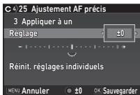 PENTAX KP - Sélectionnez [Réglage] et ajustez la valeur. - 1