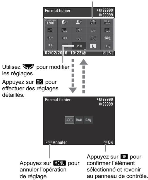 PENTAX KP - Utilisation du panneau de contrôle - 1