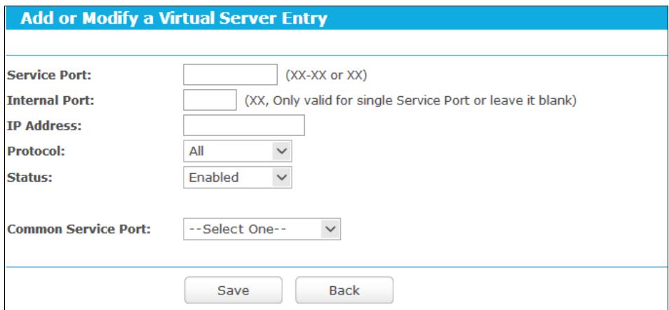 TP-LINK TD-W8968 - To setup a virtual server entry: - 1