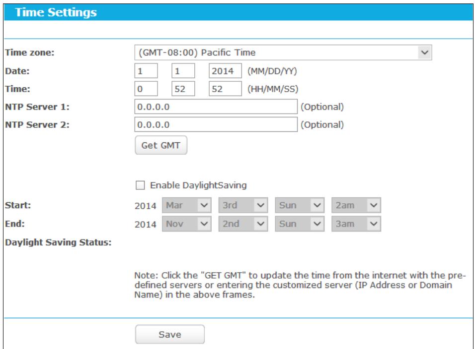 TP-LINK TD-W8968 - Time Settings - 1