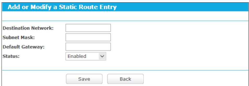 TP-LINK TD-W8968 - To add static routing entries: - 1