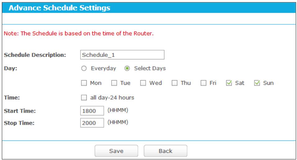TP-LINK TD-W8968 - To add a new schedule, follow the steps below: - 1