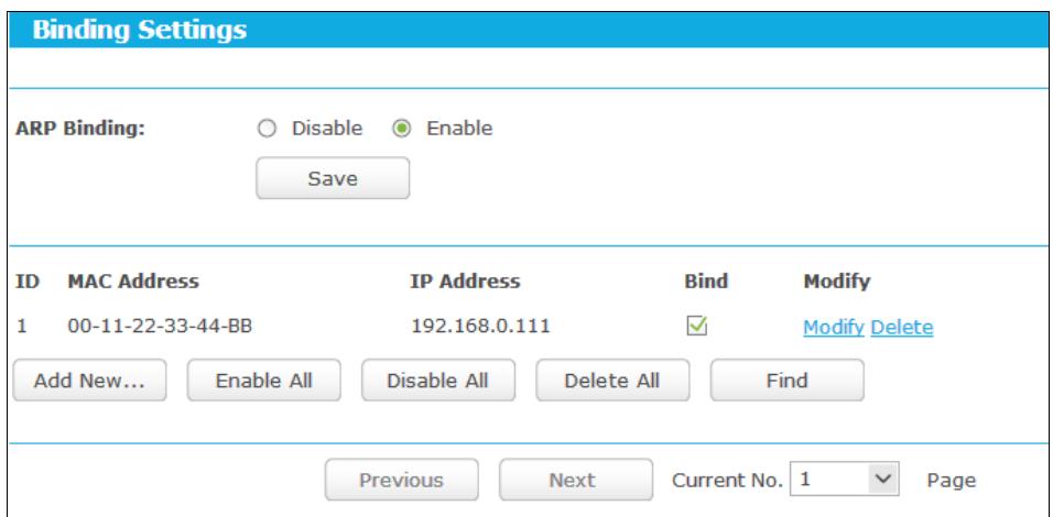 TP-LINK TD-W8968 - Binding Settings - 1