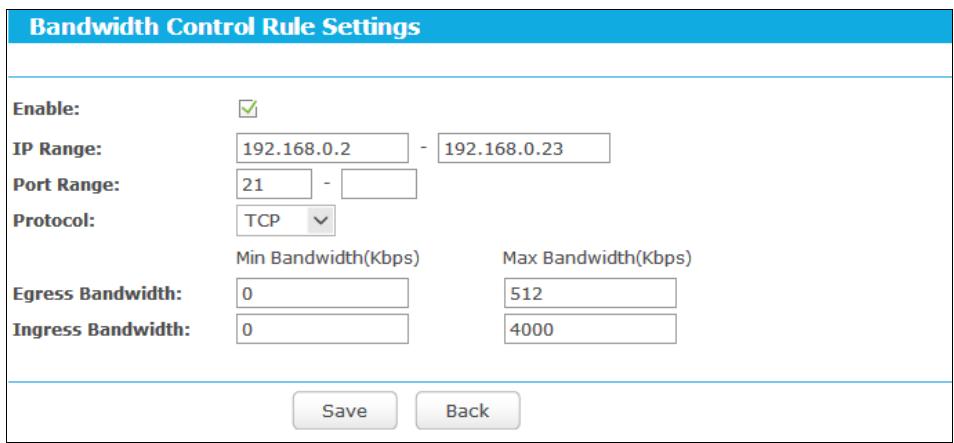 TP-LINK TD-W8968 - To add/modify a Bandwidth Control rule, follow the steps below. - 1
