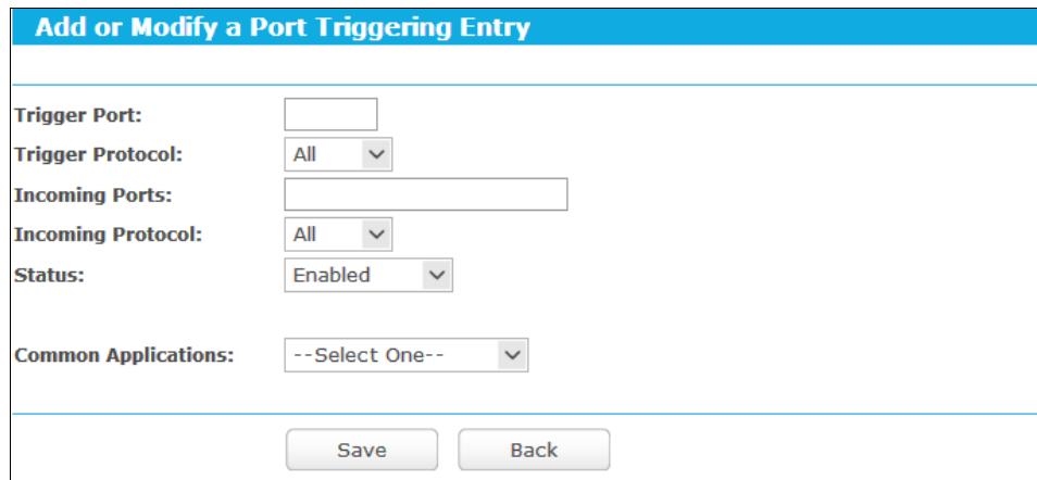 TP-LINK TD-W8968 - Port Triggering - 2