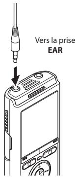 OLYMPUS DM-720 - Branchez les écouteurs sur la prise EAR de l'enregistreur vocal. - 1