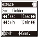 OLYMPUS DM-720 - Appuyez sur la touche + / - pour sélectionner [saut fichier] - 2