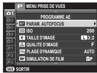 FUJIFILM X-T20 - Utilisation des menus : Mode de prise de vue - 1