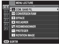 FUJIFILM X-T20 - Utilisation des menus : Mode de lecture - 1