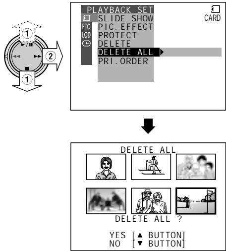 SHARP HI8 - Select , then press on the Operation button. Select "DELETE ALL" (1), then press (2). - 1
