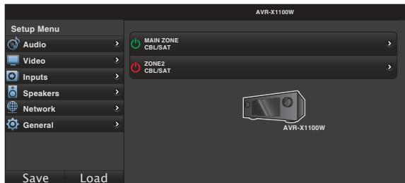 DENON AVRX4300 & AVR-X4300 - Lorsque le menu principal est affiché, cliquez sur l'élément de menu que vous pouvez utiliser. - 1